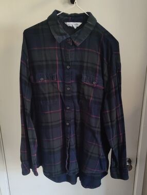 Old Navy Navy & Green Plaid Button-Down Shirt
